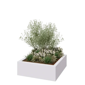 klaaskiudne lillekast - Ruut - 120 x 120 x 40 cm - RAL9010 matt (valge) - Põhjaga