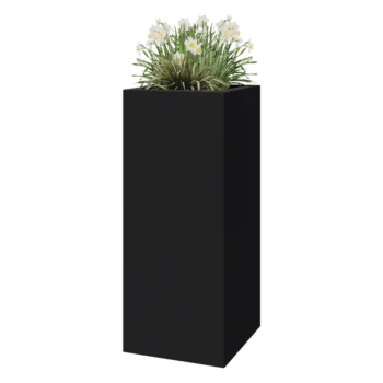 klaaskiudne lillekast - Ruut - 50 x 50 x 120 cm - RAL7021 matt (must hall) - Põhjaga
