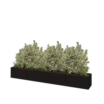 Terasest lillekast XXL - Ristkülik - 320 x 40 x 40 cm - RAL9005 matt (must) - Põhjalauaga