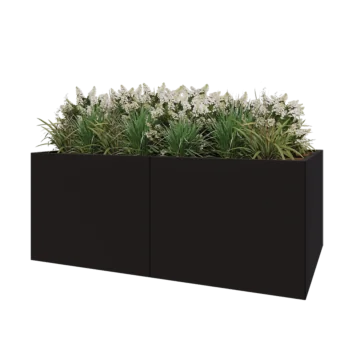 Terasest lillekast XXL - Ristkülik - 200 x 120 x 80 cm - RAL9005 matt (must) - Põhjalauaga