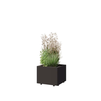 Terasest lillekast - Ruut - 40 x 40 x 30 cm - RAL7016 matt (antratsiithall) - Põhjalauaga - Jalgadega