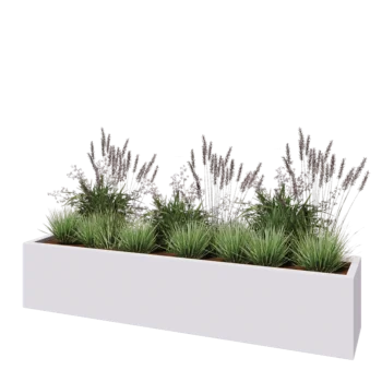klaaskiudne lillekast - Ristkülikukujuline - 200 x 40 x 40 cm - RAL9010 matt (valge) - Põhjaga