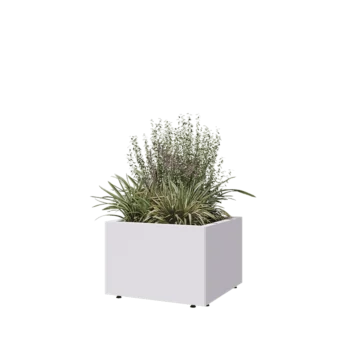 Terasest lillekast - Ruut - 60 x 60 x 40 cm - RAL9010 matt (valge) - Põhjalauaga - Jalgadega