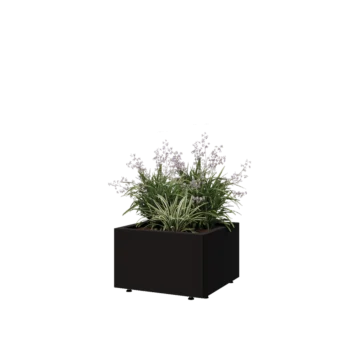 Terasest lillekast - Ruut - 50 x 50 x 30 cm - RAL9005 matt (must) - Põhjalauaga - Jalgadega