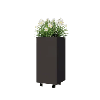 Terasest lillekast - Ruut - 40 x 40 x 80 cm - Muu RAL värv - Põhjalauaga - Ratastega