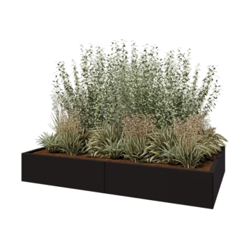 Terasest lillekast XXL - Ristkülik - 200 x 120 x 30 cm - RAL9005 matt (must) - Põhjalauaga