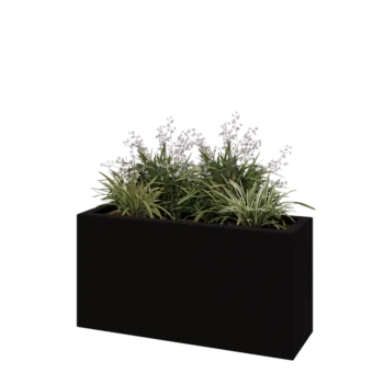 klaaskiudne lillekast - Ristkülikukujuline - 100 x 30 x 50 cm - RAL9005 matt (must) - Põhjaga