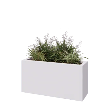 klaaskiudne lillekast - Ristkülikukujuline - 100 x 30 x 50 cm - RAL9010 matt (valge) - Põhjaga