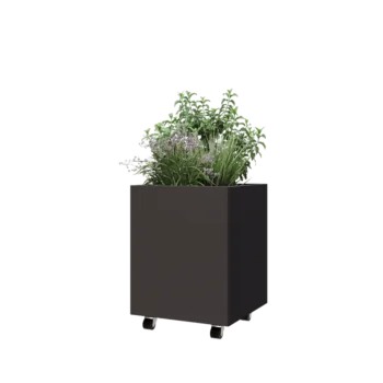 Terasest lillekast - Ruut - 50 x 50 x 60 cm - Muu RAL värv - Põhjalauaga - Ratastega