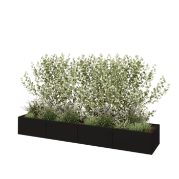 Terasest lillekast XXL - Ristkülik - 320 x 60 x 40 cm - RAL9005 matt (must) - Põhjalauaga