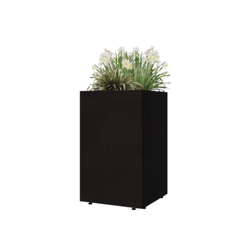 Terasest lillekast - Ruut - 50 x 50 x 80 cm - RAL9005 matt (must) - Põhjalauaga - Jalgadega