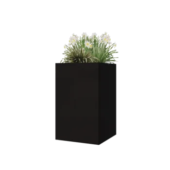 Terasest lillekast - Ruut - 50 x 50 x 80 cm - RAL9005 matt (must) - Ilma põhjalauata