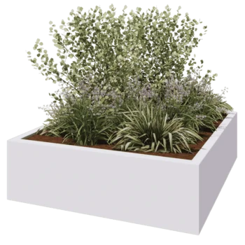 klaaskiudne lillekast - Ruut - 200 x 200 x 60 cm - RAL9010 matt (valge) - Põhjaga