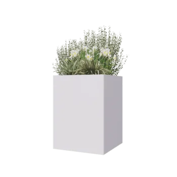 Terasest lillekast - Ruut - 60 x 60 x 80 cm - RAL9010 matt (valge) - Põhjalauaga