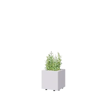 Terasest lillekast - Ruut - 30 x 30 x 30 cm - RAL9010 matt (valge) - Põhjalauaga - Jalgadega