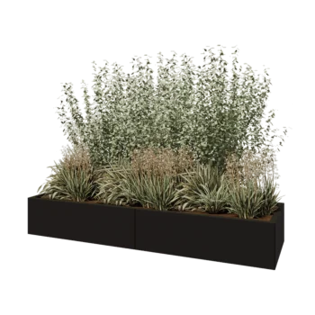 Terasest lillekast XXL - Ristkülik - 200 x 60 x 30 cm - RAL9005 matt (must) - Ilma põhjalauata