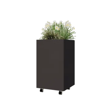 Terasest lillekast - Ruut - 50 x 50 x 80 cm - Muu RAL värv - Põhjalauaga - Ratastega