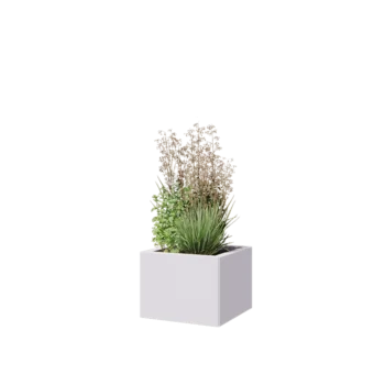 Terasest lillekast - Ruut - 40 x 40 x 30 cm - RAL9010 matt (valge) - Põhjalauaga