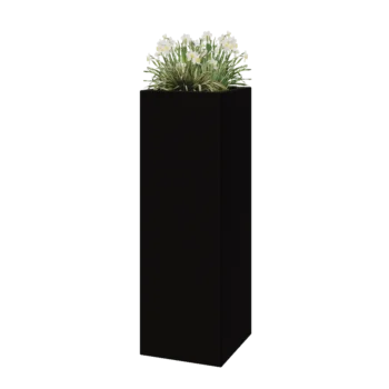 klaaskiudne lillekast - Ruut - 40 x 40 x 120 cm - RAL9005 matt (must) - Põhjaga