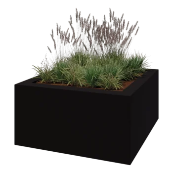klaaskiudne lillekast - Ruut - 160 x 160 x 80 cm - RAL9005 matt (must) - Põhjaga