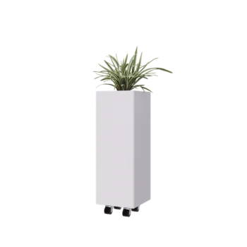 Terasest lillekast - Ruut - 30 x 30 x 80 cm - RAL9010 matt (valge) - Põhjalauaga - Ratastega