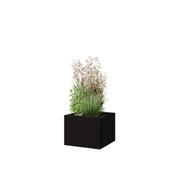 Terasest lillekast - Ruut - 40 x 40 x 30 cm - RAL9005 matt (must) - Ilma põhjalauata