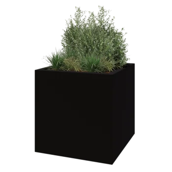 klaaskiudne lillekast - Ruut - 120 x 120 x 120 cm - RAL9005 matt (must) - Põhjaga