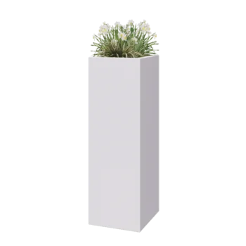 klaaskiudne lillekast - Ruut - 40 x 40 x 120 cm - RAL9010 matt (valge) - Põhjaga