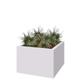 klaaskiudne lillekast - Ruut - 120 x 120 x 80 cm - RAL9010 matt (valge) - Põhjaga