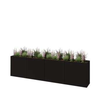 Terasest lillekast XXL - Ristkülik - 320 x 40 x 80 cm - RAL9005 matt (must) - Ilma põhjalauata