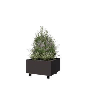 Terasest lillekast - Ruut - 60 x 60 x 30 cm - Muu RAL värv - Põhjalauaga - Ratastega
