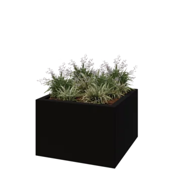 klaaskiudne lillekast - Ruut - 120 x 120 x 80 cm - RAL9005 matt (must) - Põhjaga