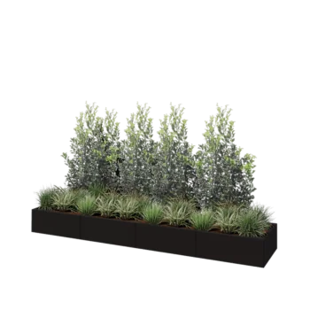 Terasest lillekast XXL - Ristkülik - 320 x 60 x 30 cm - RAL9005 matt (must) - Põhjalauaga