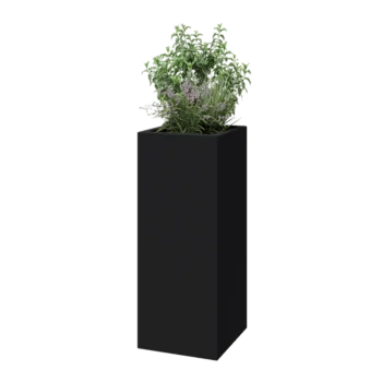 klaaskiudne lillekast - Ruut - 40 x 40 x 100 cm - RAL7021 matt (must hall) - Põhjaga