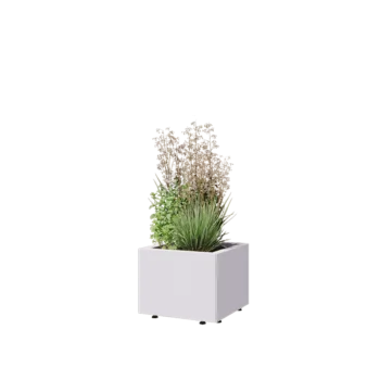 Terasest lillekast - Ruut - 40 x 40 x 30 cm - RAL9010 matt (valge) - Põhjalauaga - Jalgadega