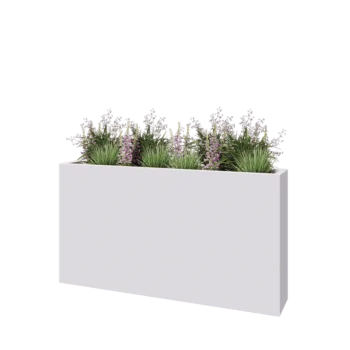 klaaskiudne lillekast - Ristkülikukujuline - 150 x 25 x 80 cm - RAL9010 matt (valge) - Põhjaga
