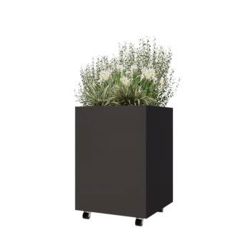 Terasest lillekast - Ruut - 60 x 60 x 80 cm - Muu RAL värv - Põhjalauaga - Ratastega
