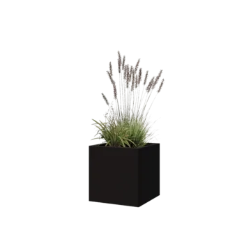 Terasest lillekast - Ruut - 40 x 40 x 40 cm - RAL9005 matt (must) - Põhjalauaga