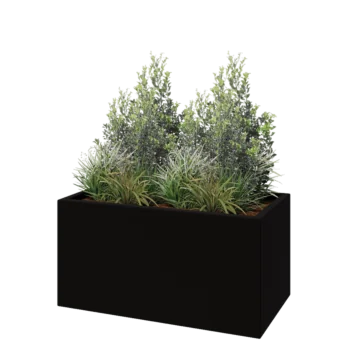 klaaskiudne lillekast - Ristkülikukujuline - 100 x 50 x 50 cm - RAL9005 matt (must) - Põhjaga