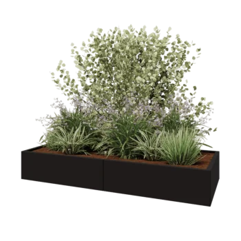 Terasest lillekast XXL - Ristkülik - 200 x 80 x 30 cm - RAL9005 matt (must) - Ilma põhjalauata