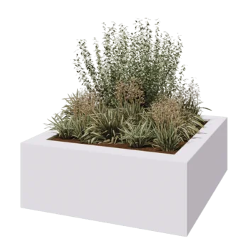 klaaskiudne lillekast - Ruut - 160 x 160 x 60 cm - RAL9010 matt (valge) - Põhjaga