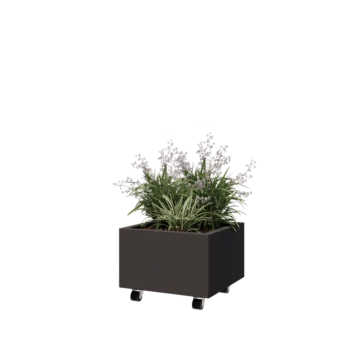 Terasest lillekast - Ruut - 50 x 50 x 30 cm - Muu RAL värv - Põhjalauaga - Ratastega