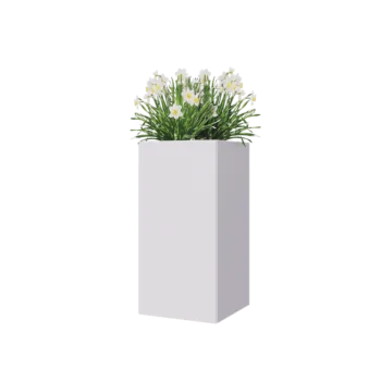 Terasest lillekast - Ruut - 40 x 40 x 80 cm - RAL9010 matt (valge) - Põhjalauaga