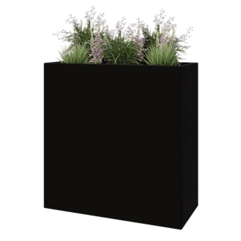 klaaskiudne lillekast - Ristkülikukujuline - 100 x 40 x 100 cm - RAL9005 matt (must) - Põhjaga