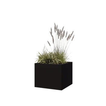 Terasest lillekast - Ruut - 50 x 50 x 40 cm - RAL9005 matt (must) - Põhjalauaga
