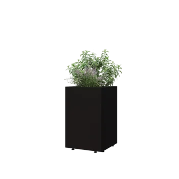 Terasest lillekast - Ruut - 40 x 40 x 60 cm - RAL9005 matt (must) - Põhjalauaga - Jalgadega