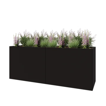 Terasest lillekast XXL - Ristkülik - 200 x 60 x 80 cm - RAL9005 matt (must) - Ilma põhjalauata