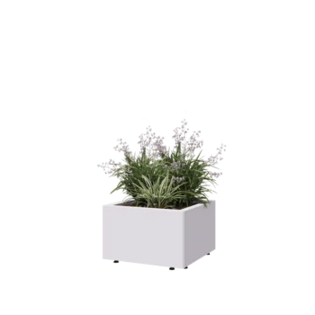 Terasest lillekast - Ruut - 50 x 50 x 30 cm - RAL9010 matt (valge) - Põhjalauaga - Jalgadega