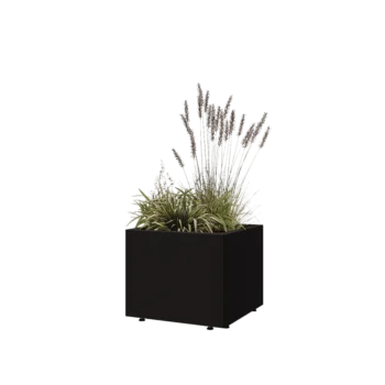 Terasest lillekast - Ruut - 50 x 50 x 40 cm - RAL9005 matt (must) - Põhjalauaga - Jalgadega