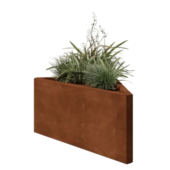 Corten terasest lillekast - Kolmnurk erikülgne - 83,9 x 46,4 x 40 cm - Ilma põhjalauata